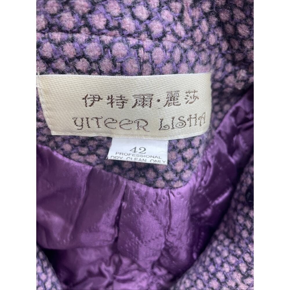 Yiteer Lisha 42 Coat Long Furr Collared Toggle Purple Jacket Womens small sizing - Picture 12 of 16